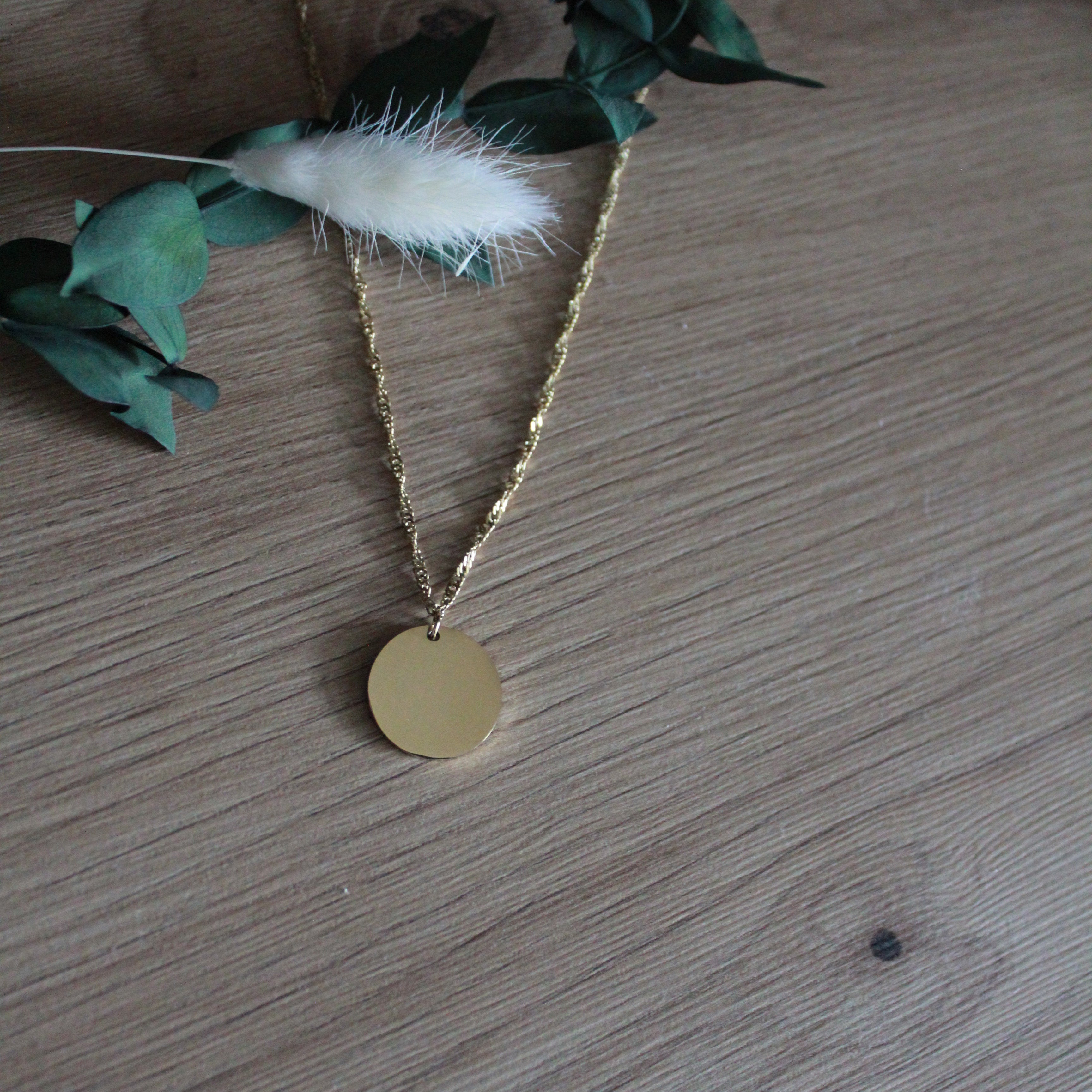 Collier avec gravure chaîne torsadée