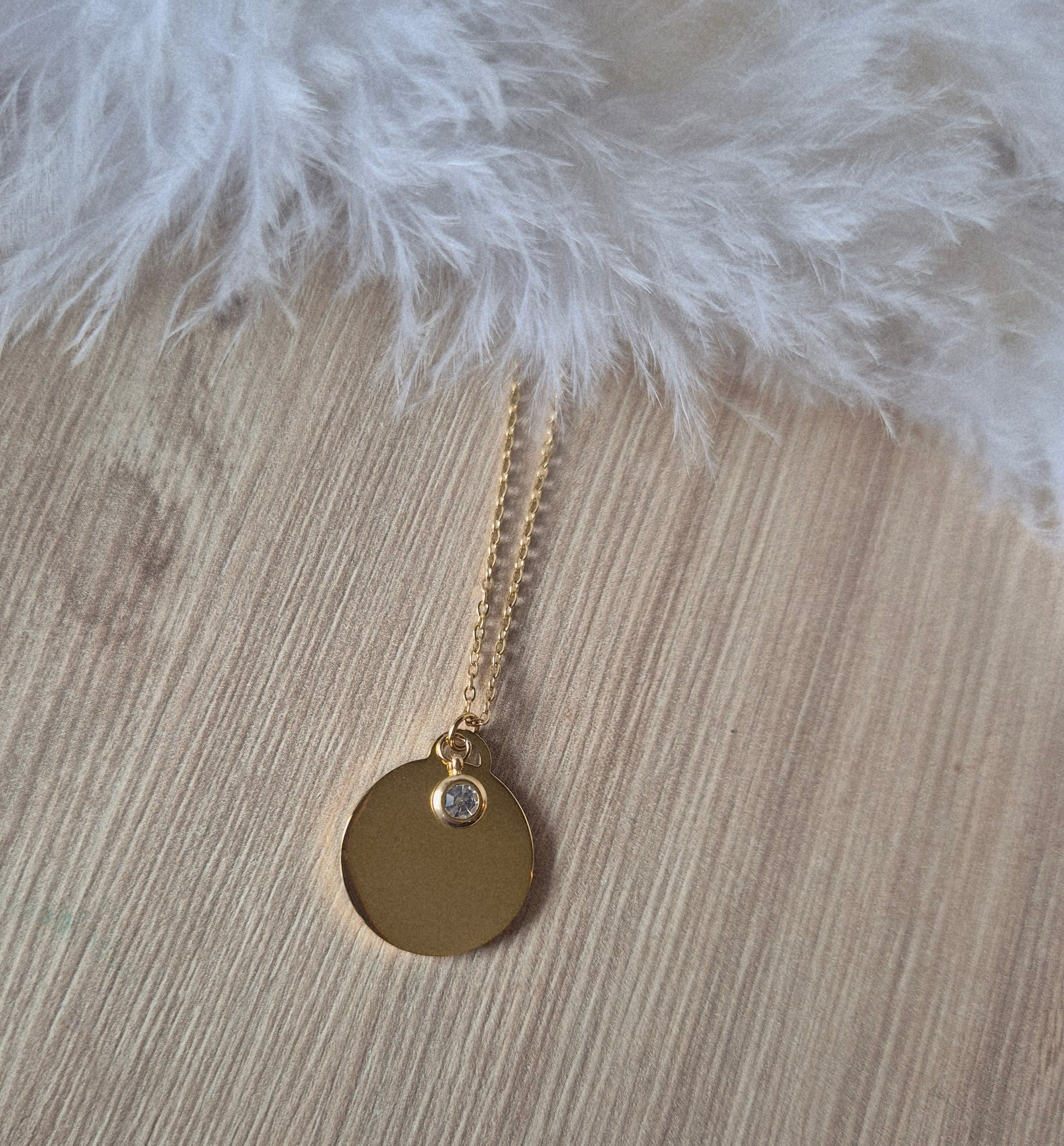 Collier avec pendentif strass avec Gravure Personnalisée