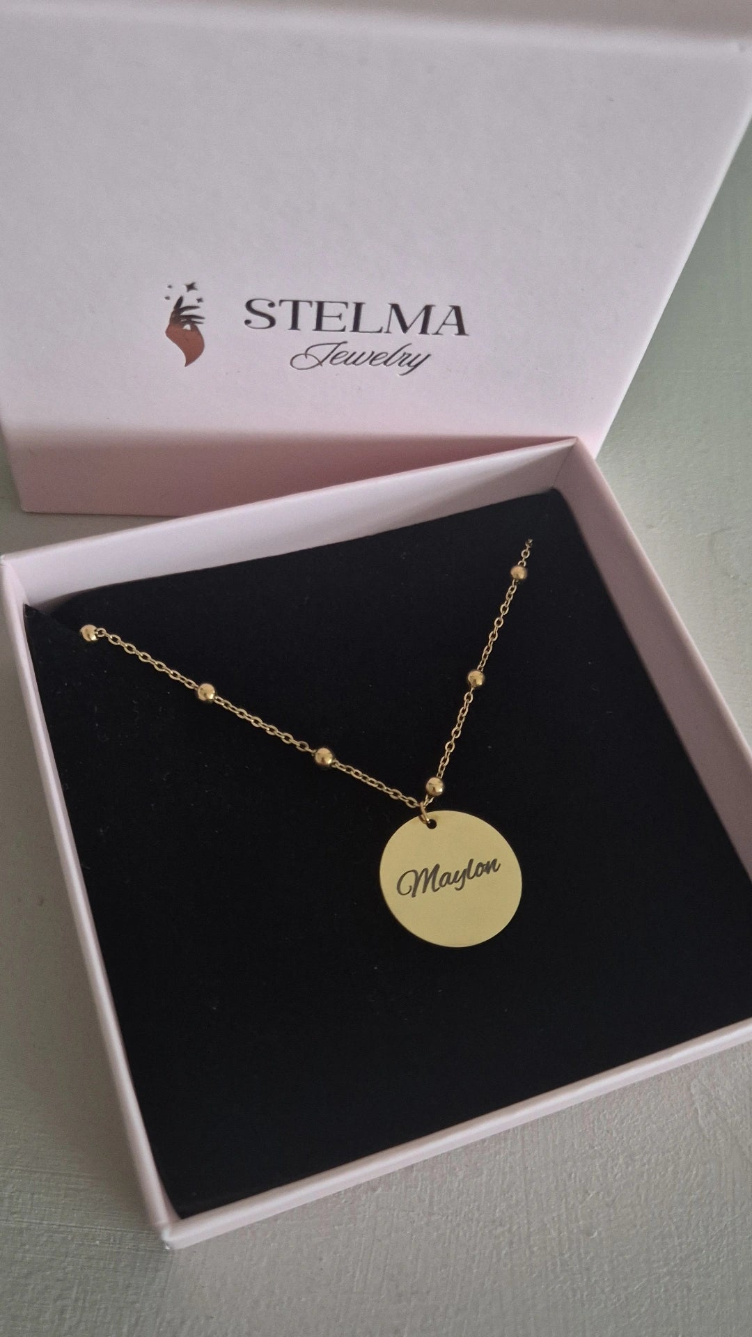 Collier avec Gravure Personnalisée chaîne avec boule