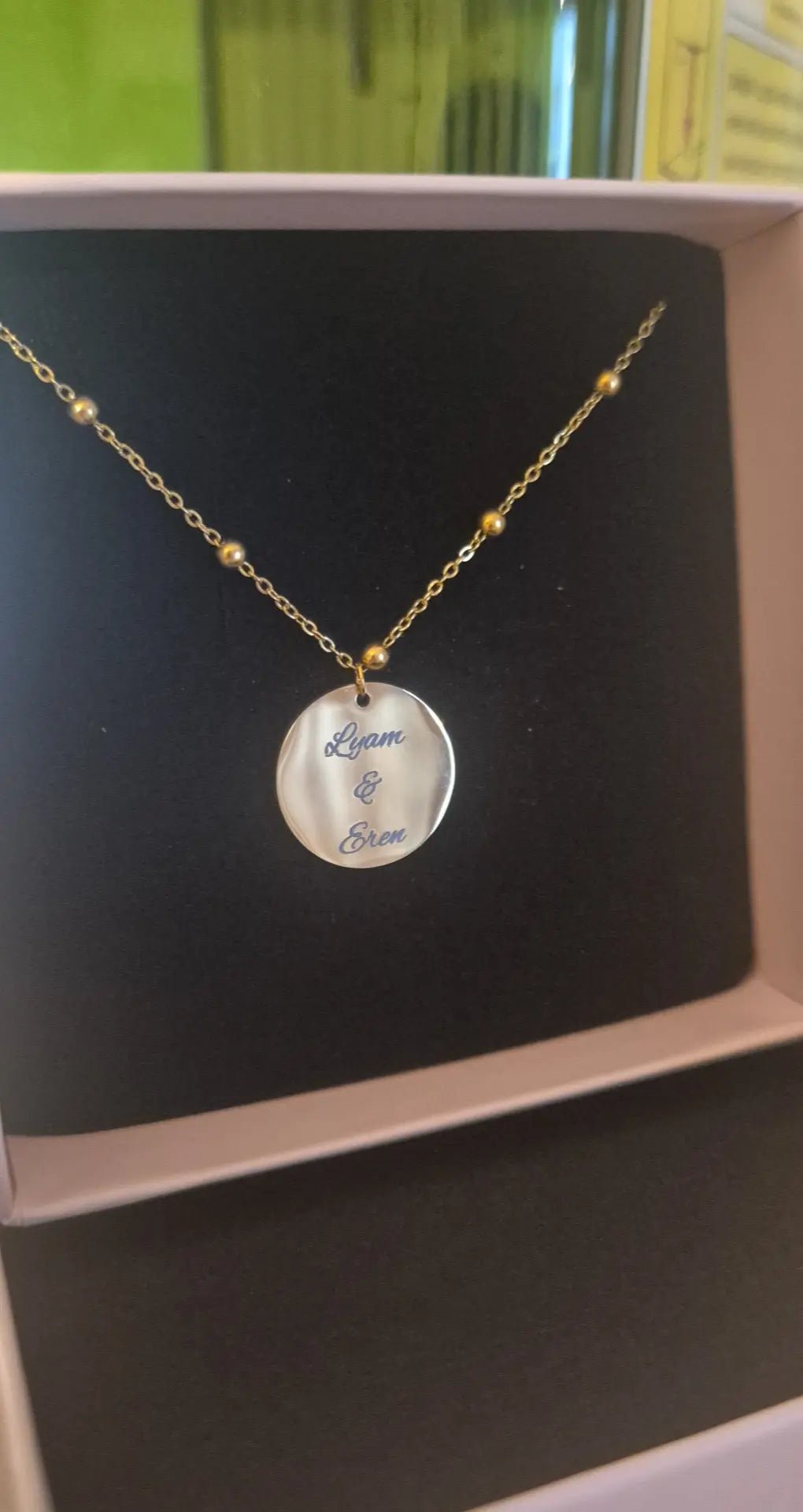 Collier avec Gravure Personnalisée chaîne avec boule