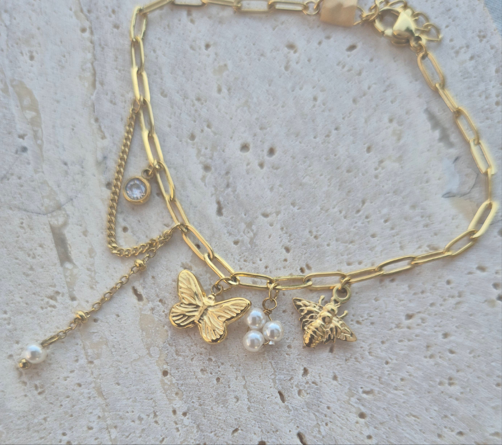 Bracelet breloque papillons