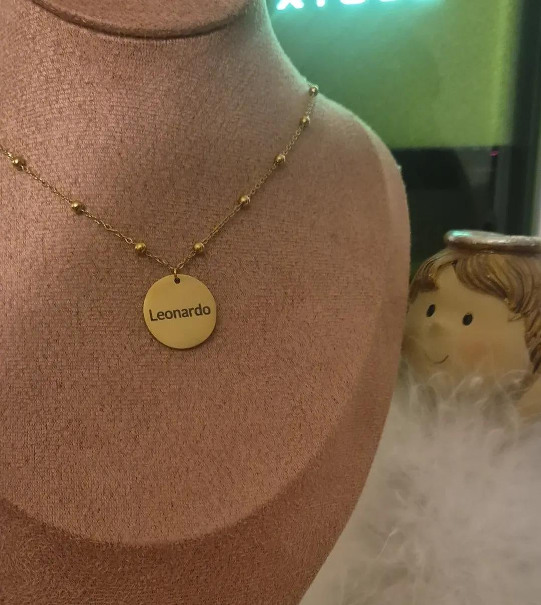 Collier avec Gravure Personnalisée chaîne avec boule