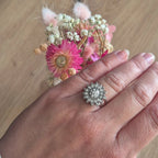 Bague fleure anti stress argentée