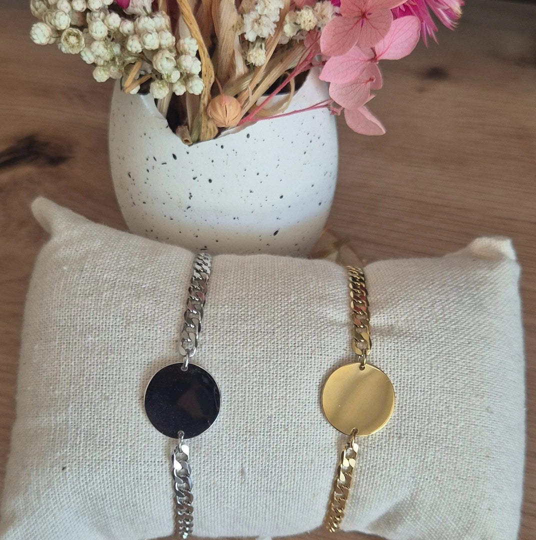 Bracelet avec gravure personnalisée chaîne gourmette